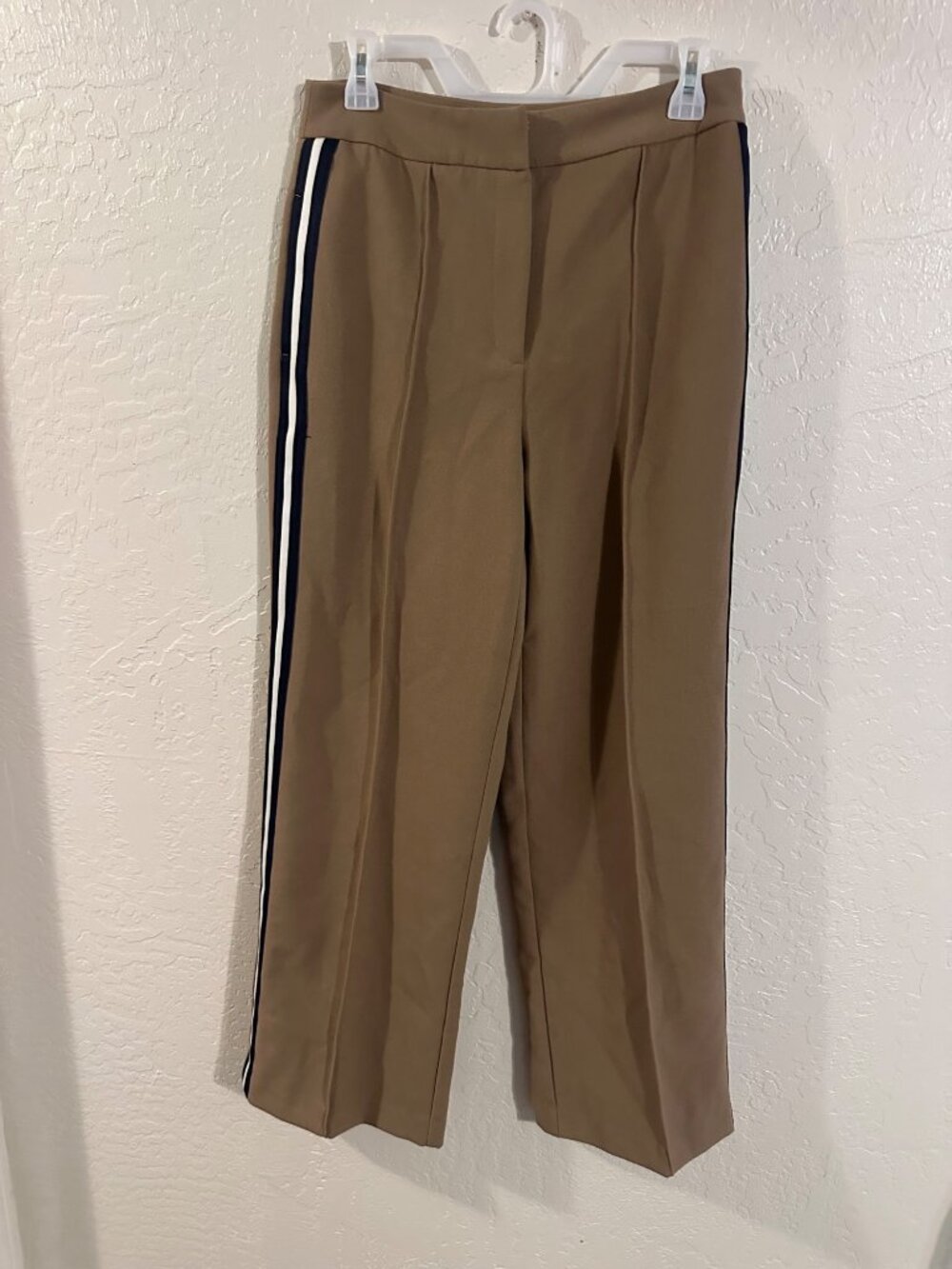 Zara Brown Pleated Pin Striped Casual Dressy Professional Pants - Picture 2 of 10